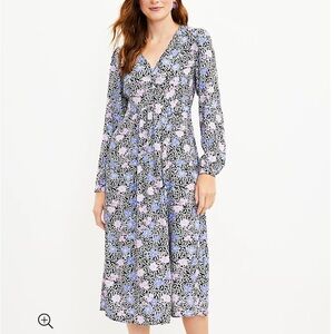 NWT Loft floral ruched midi dress